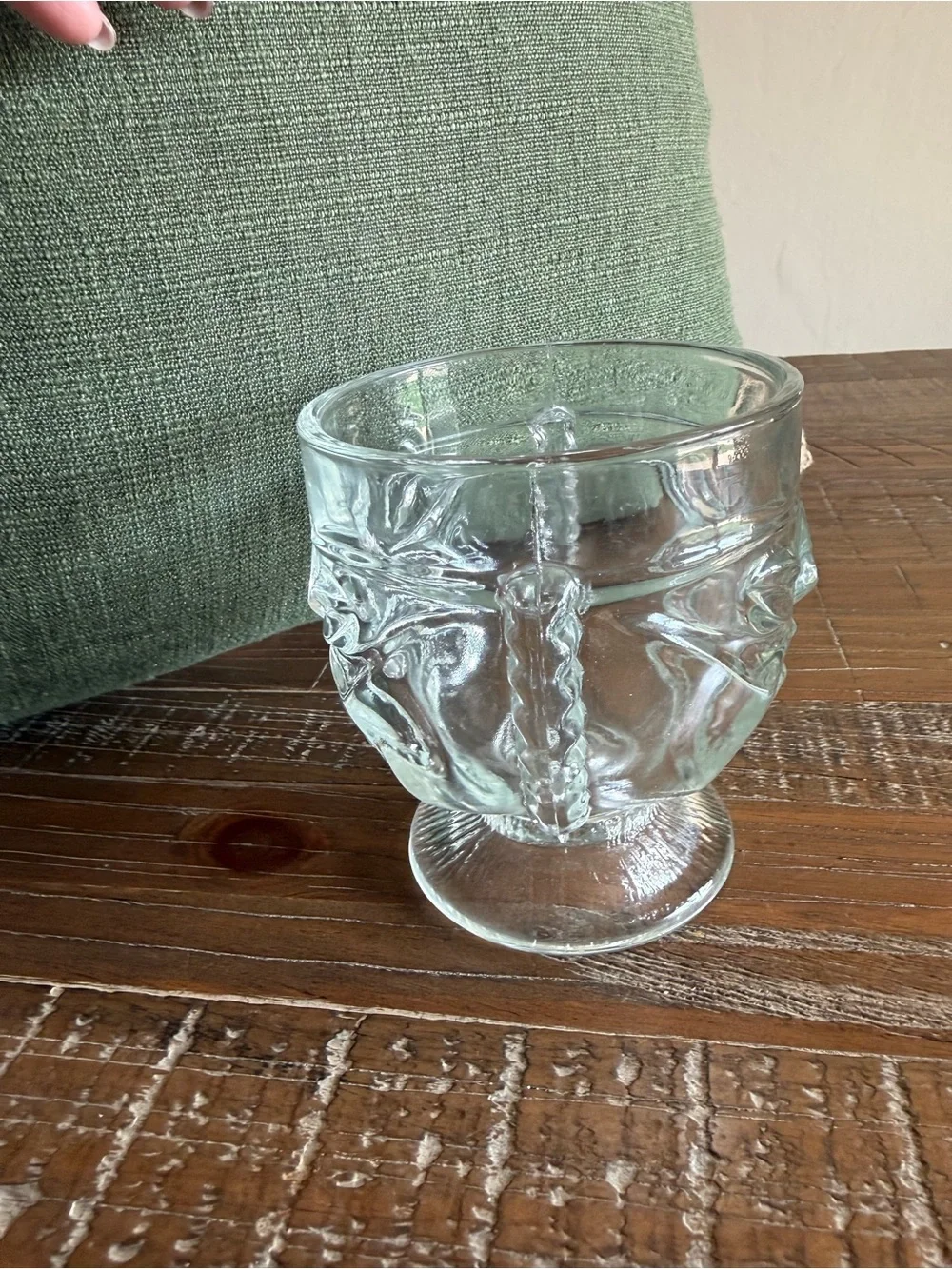 Vintage Indiana Glass Clear Two-Faced Tiki Mug